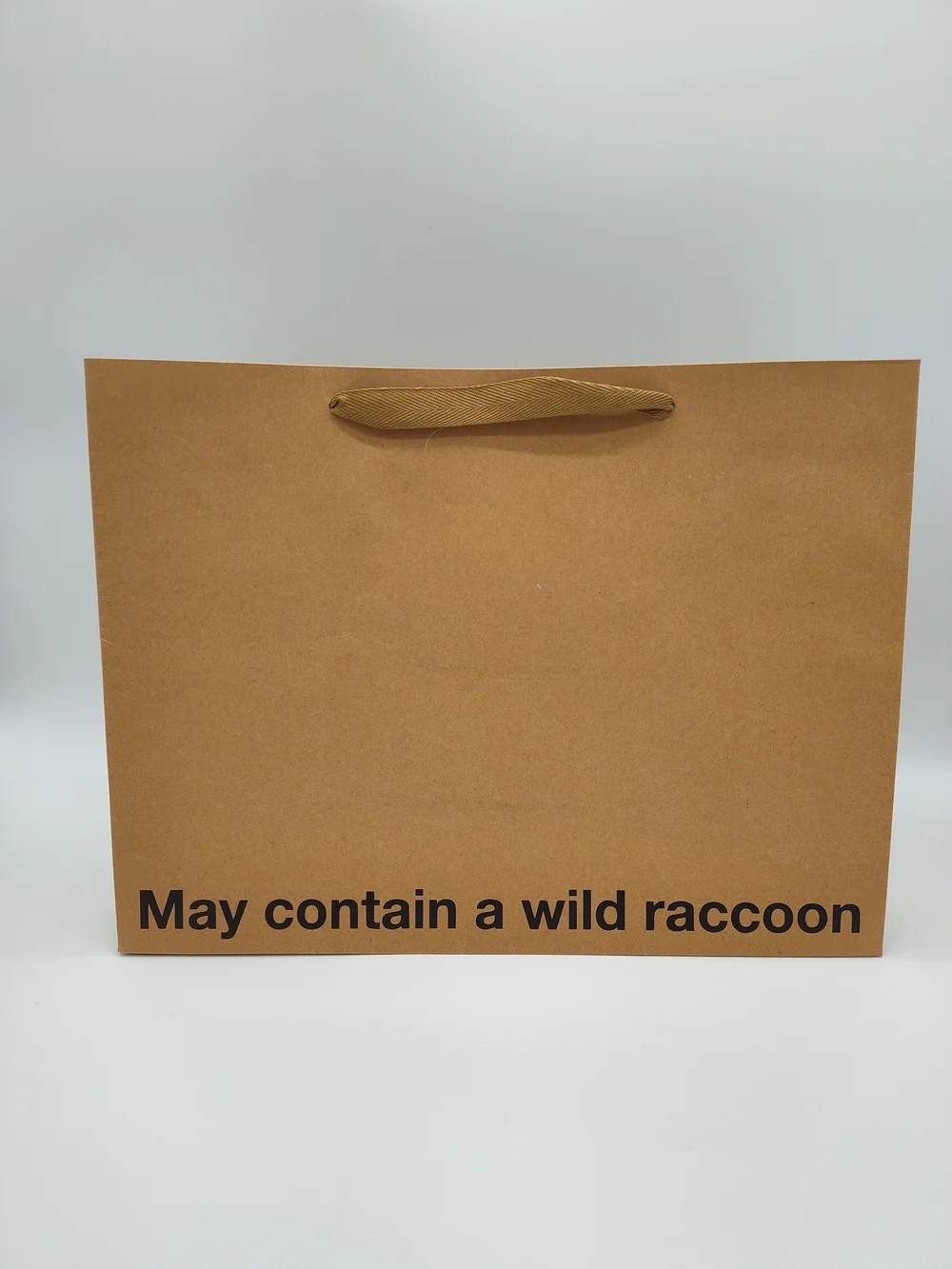 MILK TOAST “May Contain a Wild Raccoon” Large Funny Gift Bag Kraft Paper